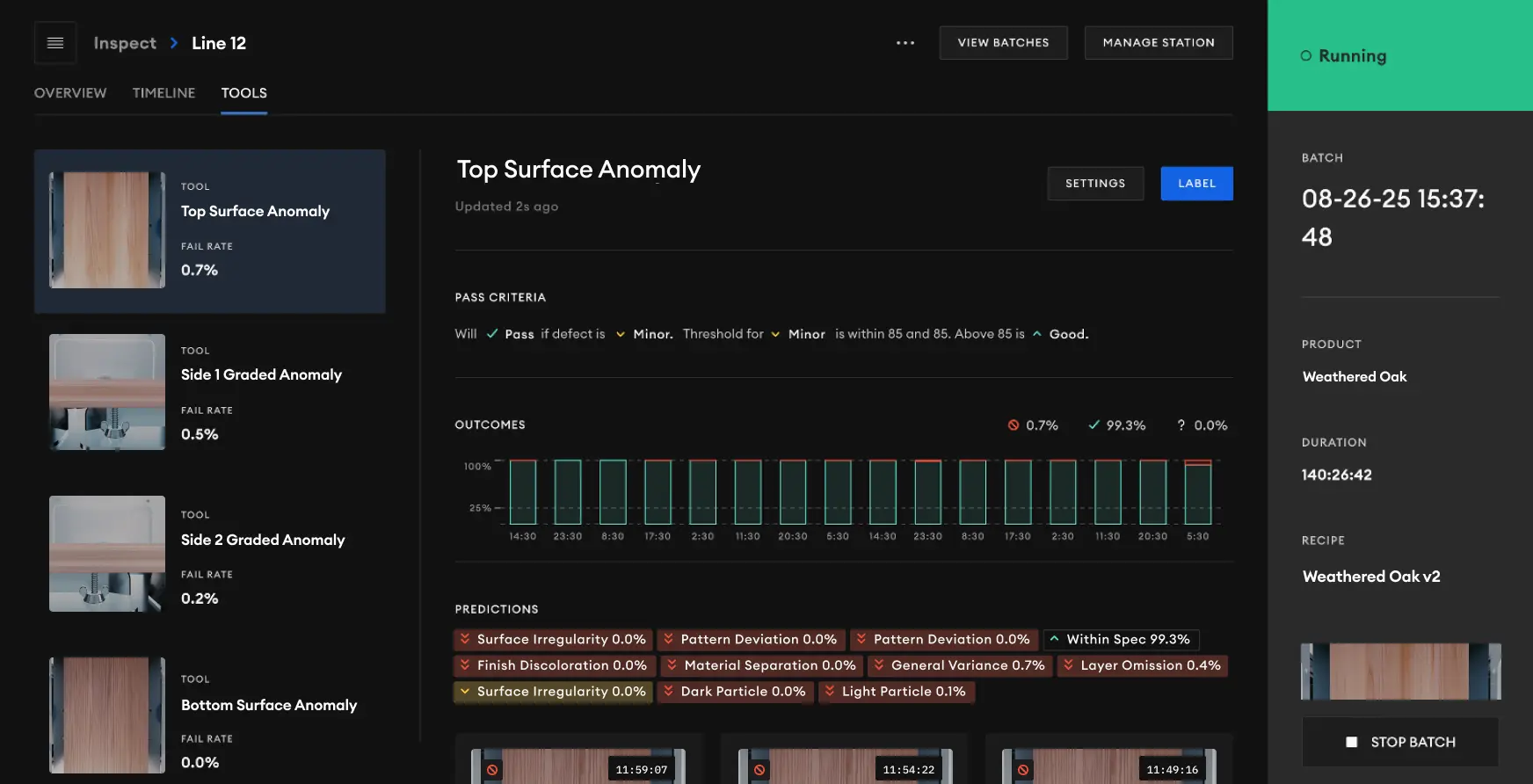 Construction materials inspection screen