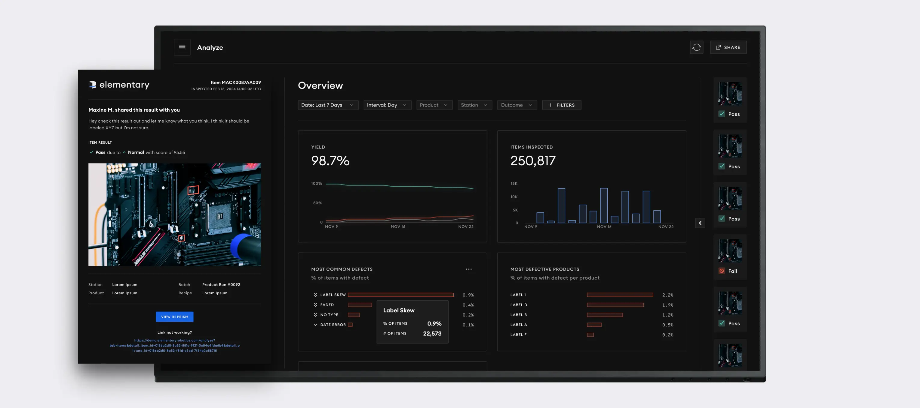 Elementary QA Platform Analyze Screen