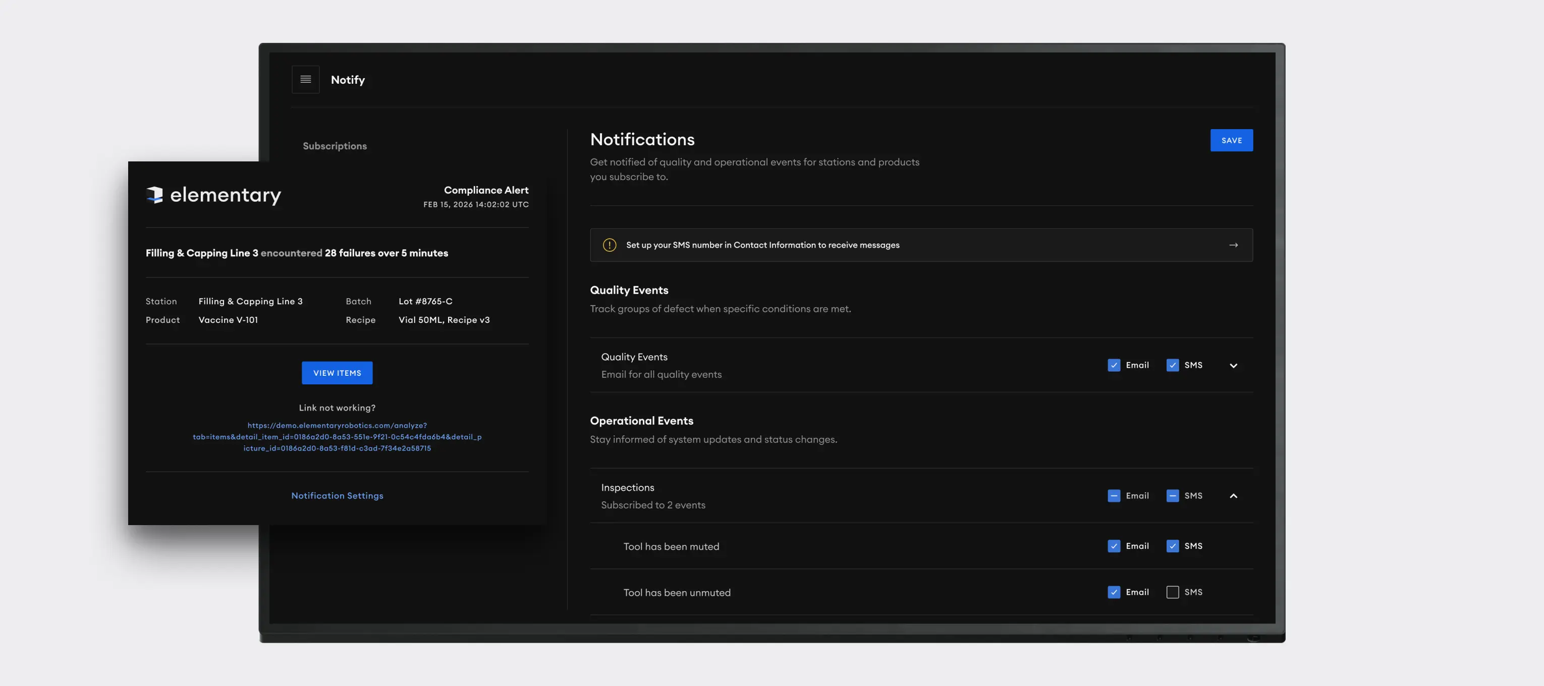 Elementary QA Platform Quality and Compliance Events